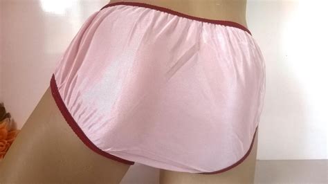 Vintage 70s Satin Look Nylon Bikini Brief Baby Pink Panties Knickers