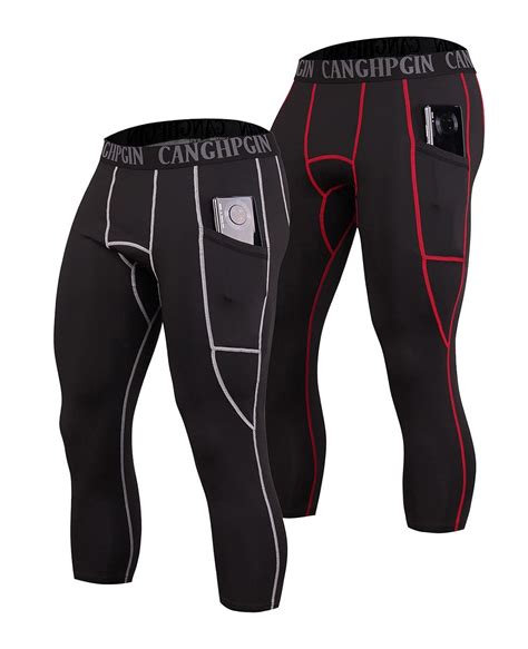 Buy Canghpgin 2 Pack 3 4 Compression Pants Men With Pockets Dry Cool