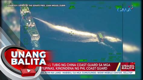 Pambobomba Ng Tubig Ng China Coast Guard Sa Mga Barko Ng Pilipinas Kinondena Ng Ub Youtube