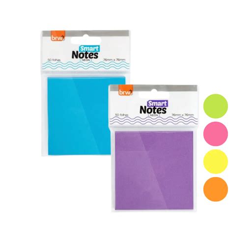 Bloco Adesivo Neon BRW 76x76mm C 100 Fls Und Kit Smart Notes