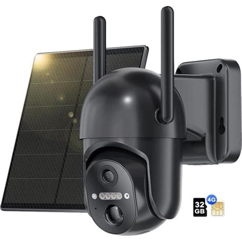 G Lte Cam Ra Surveillance Ext Rieure Sans Fil K Camera Solaire Avec