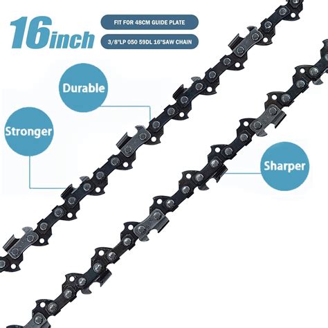 3pc 16 Inch Chainsaw Saw Chain Blade Pitch 3 8lp 0 050 Gauge 59dl Drive Links Tu Ebay