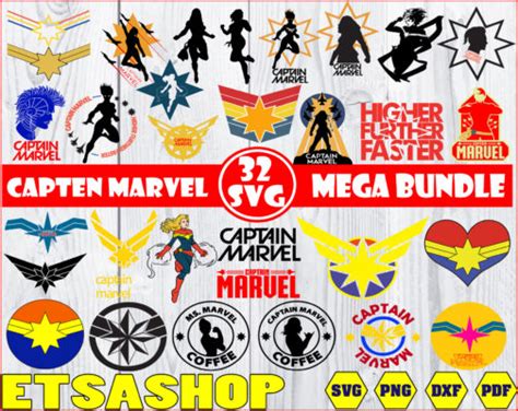 Captain Marvel Svg Bundle Cut Files Hero Svg Superhero Svg Cricut The