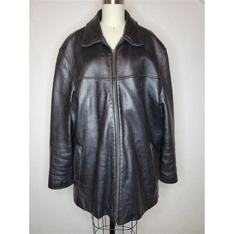 Men's Kenneth Cole New York Black Leather Jacket Coat… - Gem