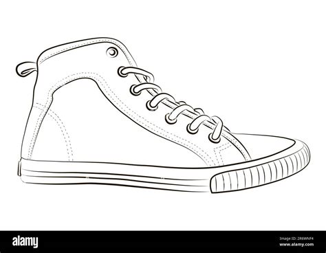 Shoes Sneaker Outline Drawing Vector Stock Vector Image And Art Alamy