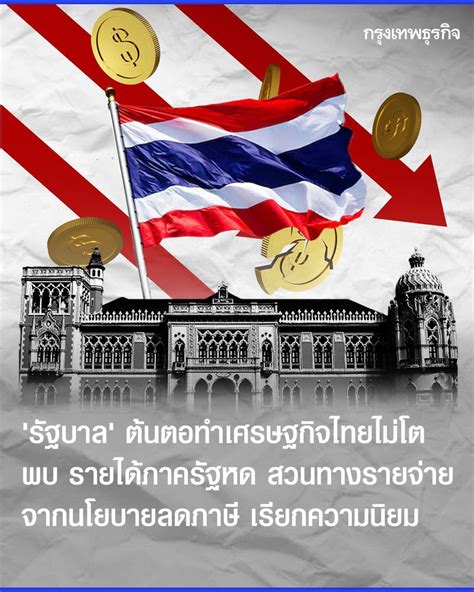 [กรุงเทพธุรกิจ] รัฐบาล ต้นตอทำเศรษฐกิจไทยไม่โต พบรายได้ภาครัฐหดสวนทางรายจ่าย จากนโยบายลดภาษี