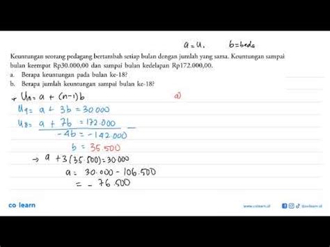 Keuntungan Seorang Pedagang Bertambah Setiap Bulan Dengan Jumlah Yang