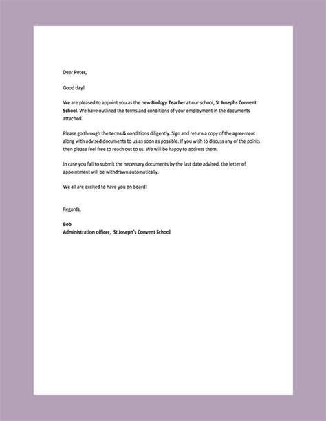 Format Of Appointment Letter For Teacher Pdf Design Talk