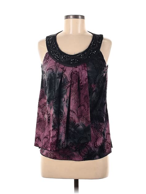 DressBarn Floral Multi Color Black Sleeveless Blouse Size M 42 Off