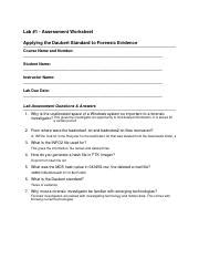 Forensics V Lab Aw Pdf Lab Assessment Worksheet Applying