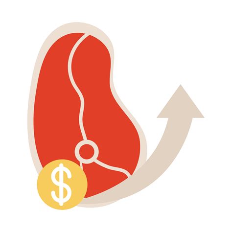 steak beef money up arrow market rising food prices flat style icon