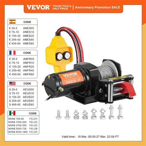 VEVOR Guincho El Trico Controle Remoto Fio Corda De A O 4 Vias