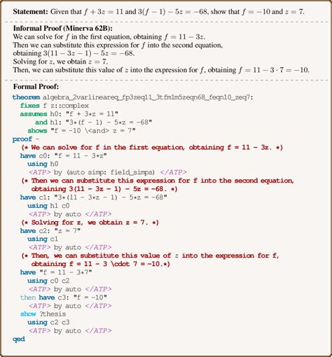 Algebra Example With Minerva Informal Proof An Informal Proof