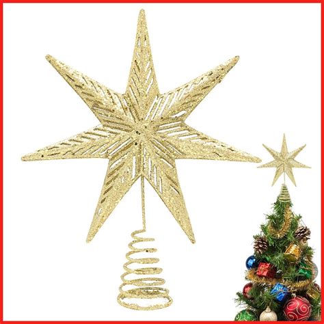 Christmas Star Tree Topper Christmas Tree Ornament Topper Hollow Design ...