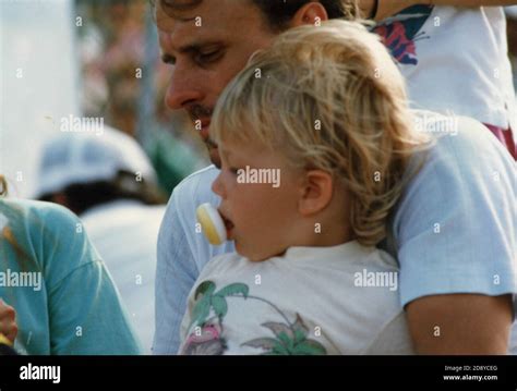 Swedish tennis player Bjorn Borg with his child, 1980s Stock Photo - Alamy