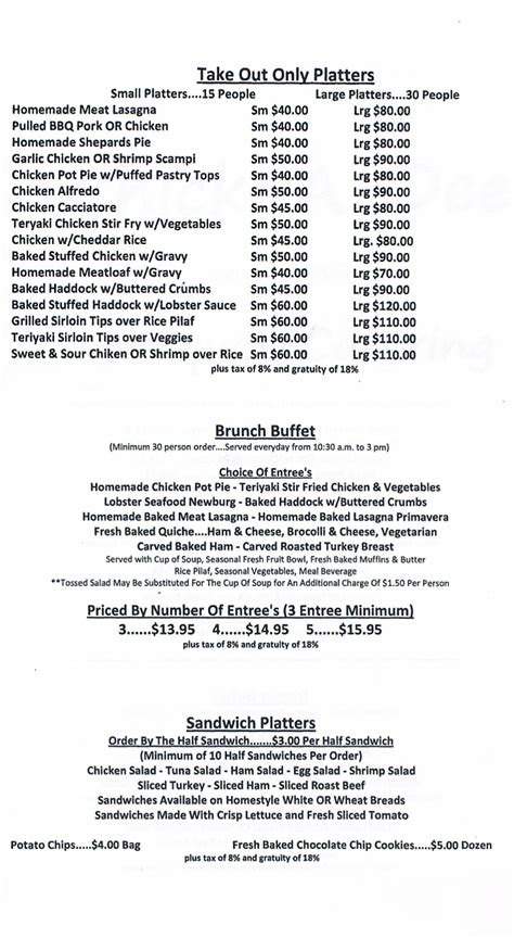 Chick A Dee Of Lewiston Banquet And Catering Menu Menusinla Lewiston And Auburn Maine Restaurants