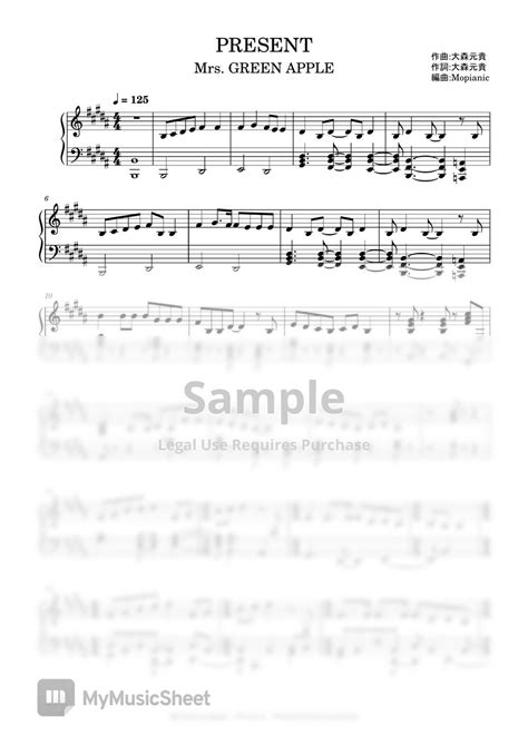 Mrs GREEN APPLE PRESENT Intermediate Piano Sheets By Mopianic