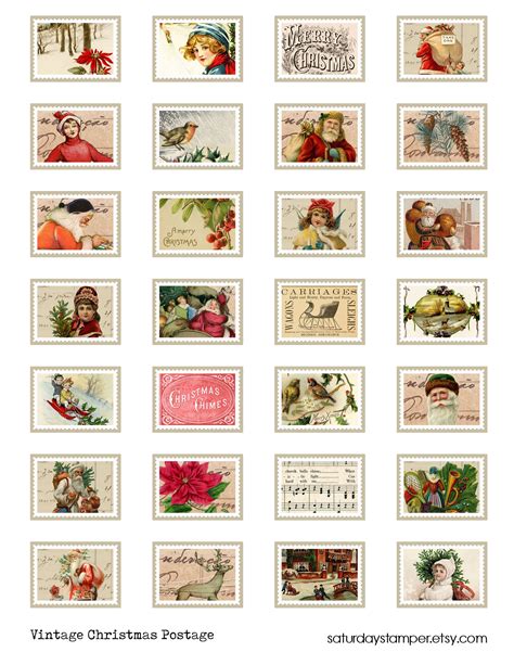 Santa Postage Stamp Printables