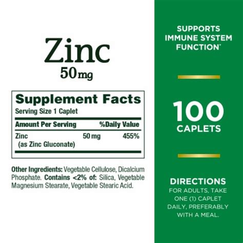 Natures Bounty Zinc Immune Support Caplets Mg Ct Pick N Save