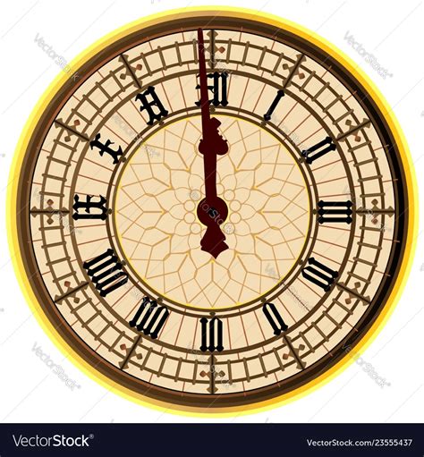 Big ben midnight clock face Royalty Free Vector Image