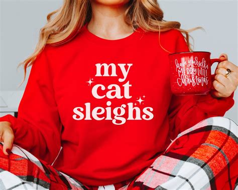 Cat Christmas Sweater, Funny Christmas Cat Sweatshirt, Christmas Gift ...