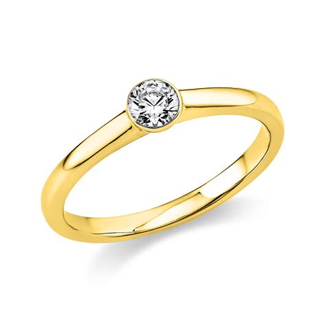 Solitär Ring Damenring aus 585 Gold Gelbgold mit Diamant Brillant 0 20