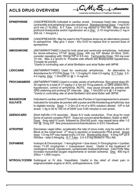 Acls Drug Overview Pdf Myocardial Infarction Heart