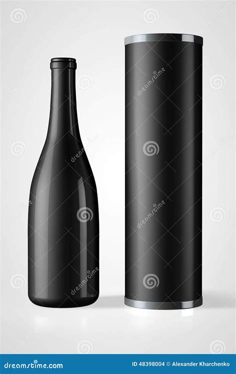 Back Bottle Of Red Wine With Package Stock Illustration Illustration