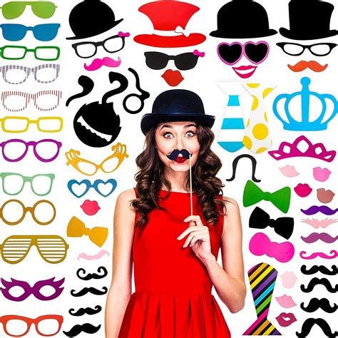 60 Pieces Photo Booth Props Diy Kit Graduation Funny Selfie