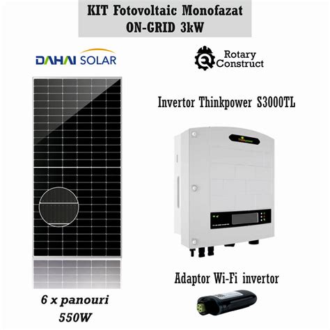 Kit Fotovoltaic Monofazat ON GRID 3kW Rotary Construct