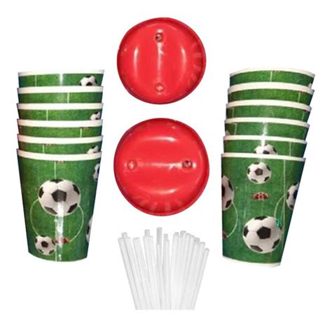 Vaso Pitillo Infantil Futbol Soccer X12 Unidades Cuotas sin interés