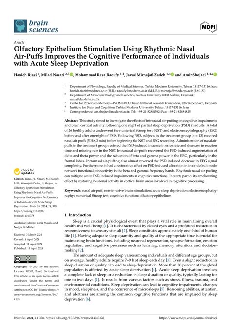 Pdf Olfactory Epithelium Stimulation Using Rhythmic Nasal Air Puffs