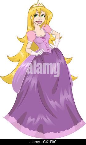 Princesa De Dibujos Animados Rapunzel Con Pelo Largo Imagen Vector De