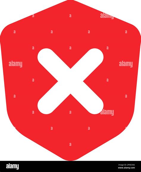 Cross Marked Shield Icon Vulnerable Security Editable Vector Stock