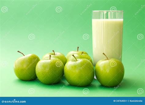 Green Apple Yogurt Drink Stock Image Image Of Apple 24764551