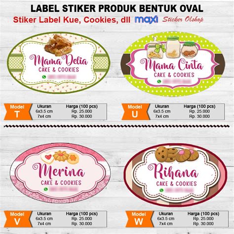 Jual Cetak Stiker Label Produk Kue Stiker Toples Kue Bentuk Oval Isi