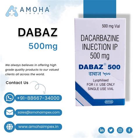 Dacarbazine Dabaz 500 Mg Injection Intas Pharmaceuticals Ltd At Rs 250