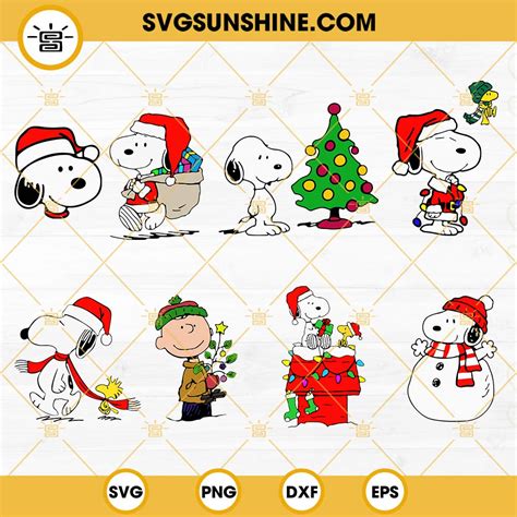 Snoopy Christmas Svg Bundle Charlie Brown Svg Woodstock Svg Peanuts