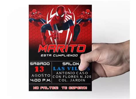 Invitación Spiderman Hombre Araña Digital Editable en venta en El Mante