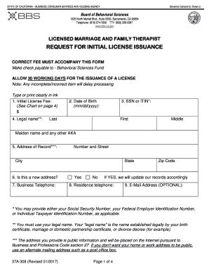 Fillable Online Bbs Ca Request For Initial License Issuance Fax Email