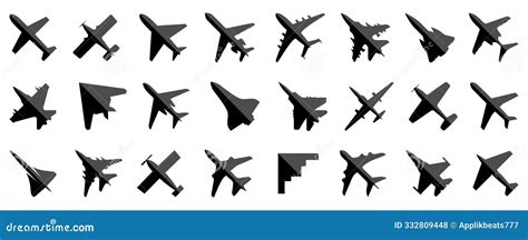 Black Airplane Icon Collection Set Of Black Plane Silhouette Icon