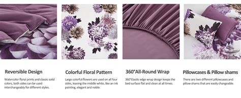 Amazon Djy Purple Comforter Set King Piece Floral Comforter Set