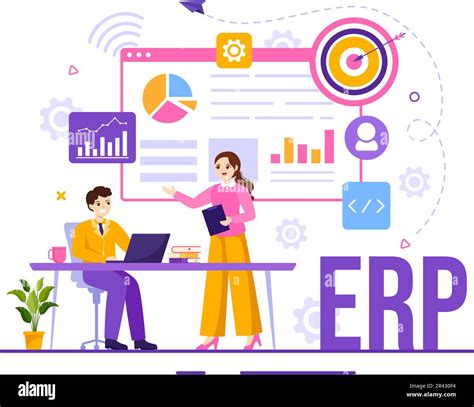 Erp Enterprise Resource Planning System Vector Illustration With