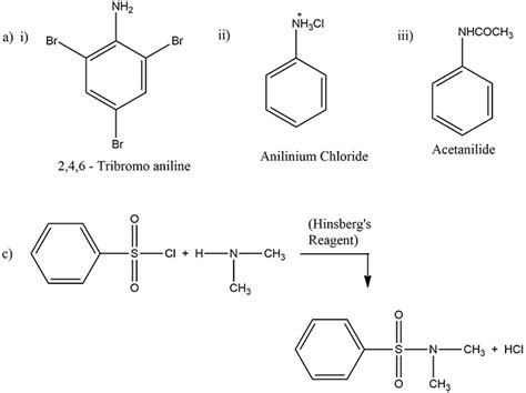 A Write The Structure Of Main Products When Anline Reacts With The