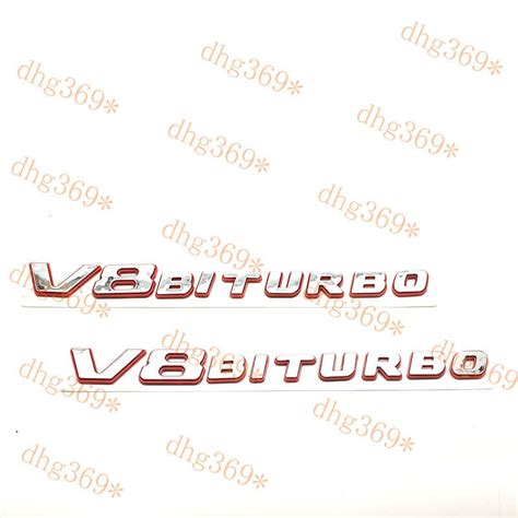 New Pcs Silvery Red V Biturbo Fender Side Amg Emblem Badge Gt E