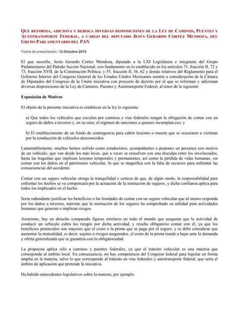 Que Reforma La Ley De Caminos Puentes Y Autotransporte Federal Pdf