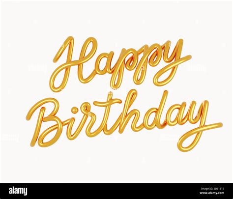 Happy Birthday Golden 3D Text Isolated On A White Background Greeting