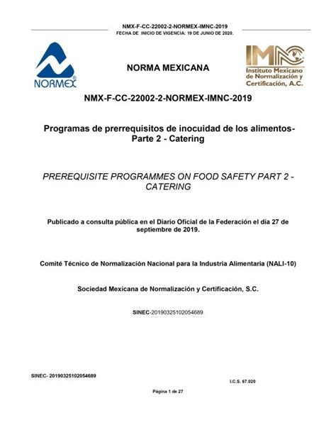 Nmx F Cc Normex Imnc Instituto Mexicano De Normalizaci N