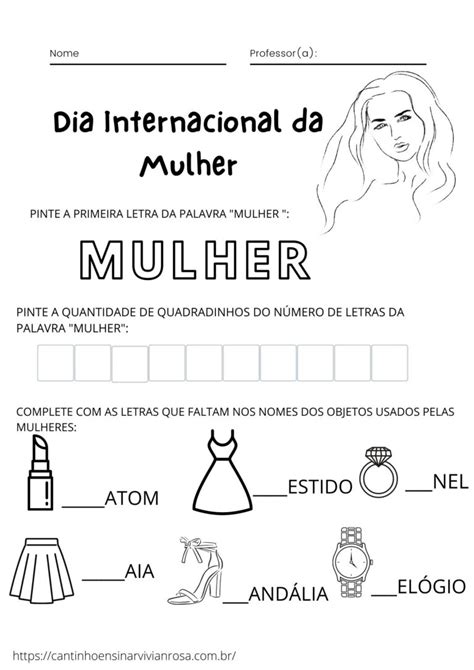 ATIVIDADES GRATUITAS DIA DAS MULHERES Cantinho Ensinar