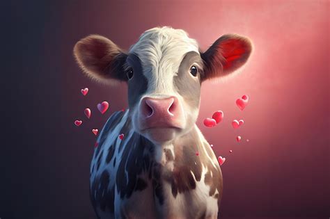 Vaca enamorada postal para el 14 de febrero día de los enamorados